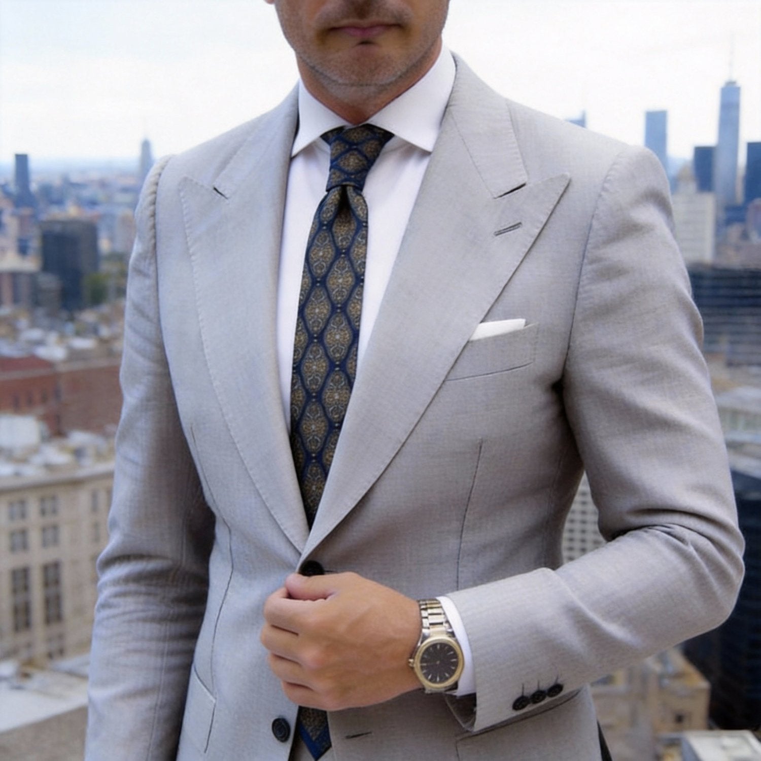 Dark Yellow with Black Checkered Necktie