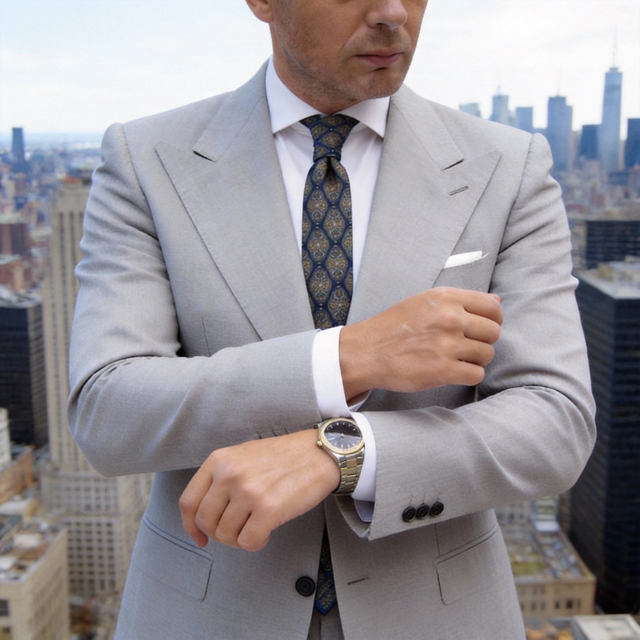 Dark Yellow with Black Checkered Necktie