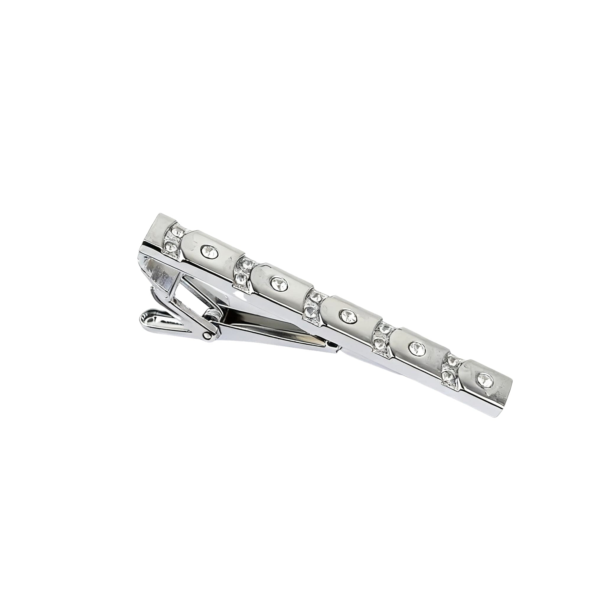 Silver Crystal Tie Clip