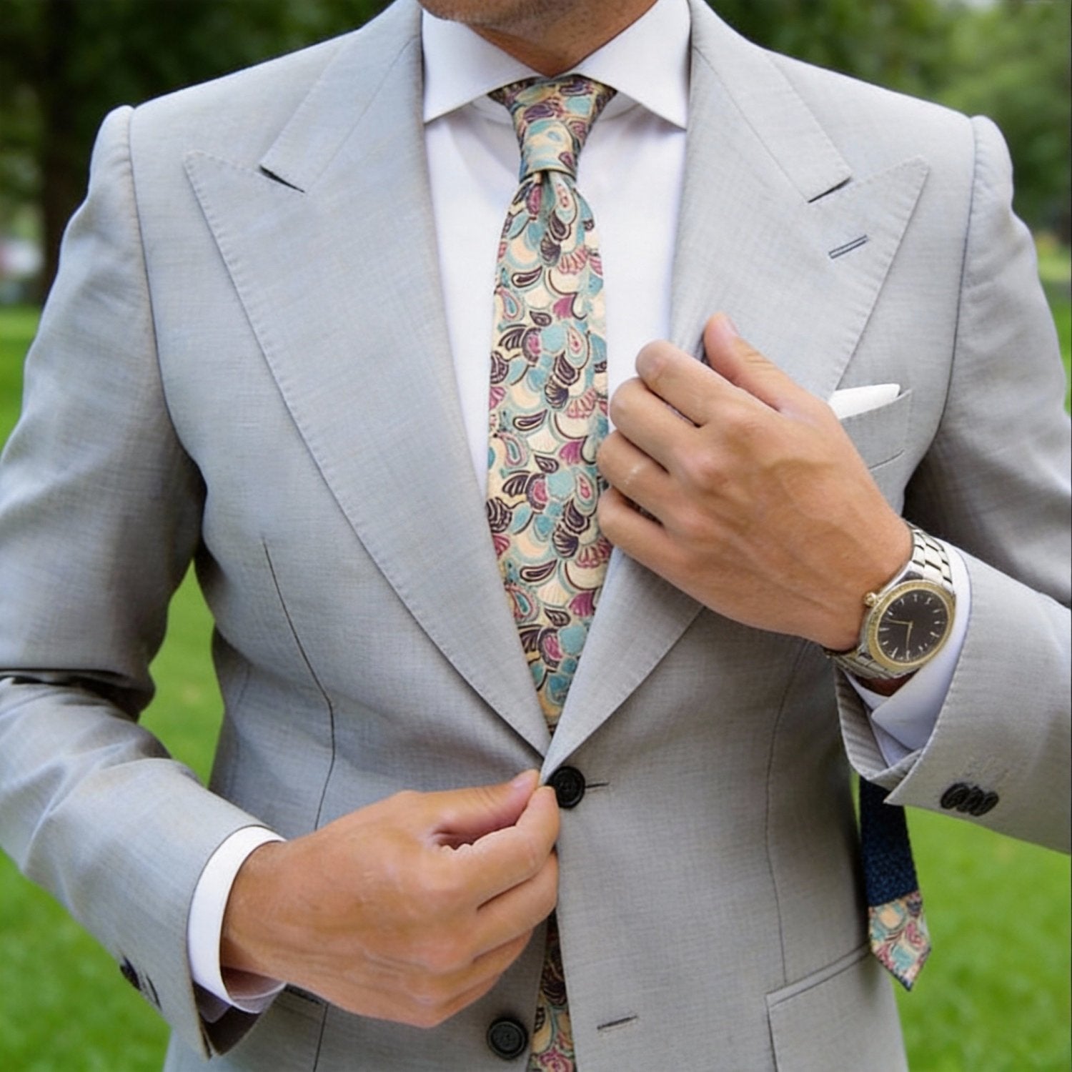 Brown With Pink Floral Necktie