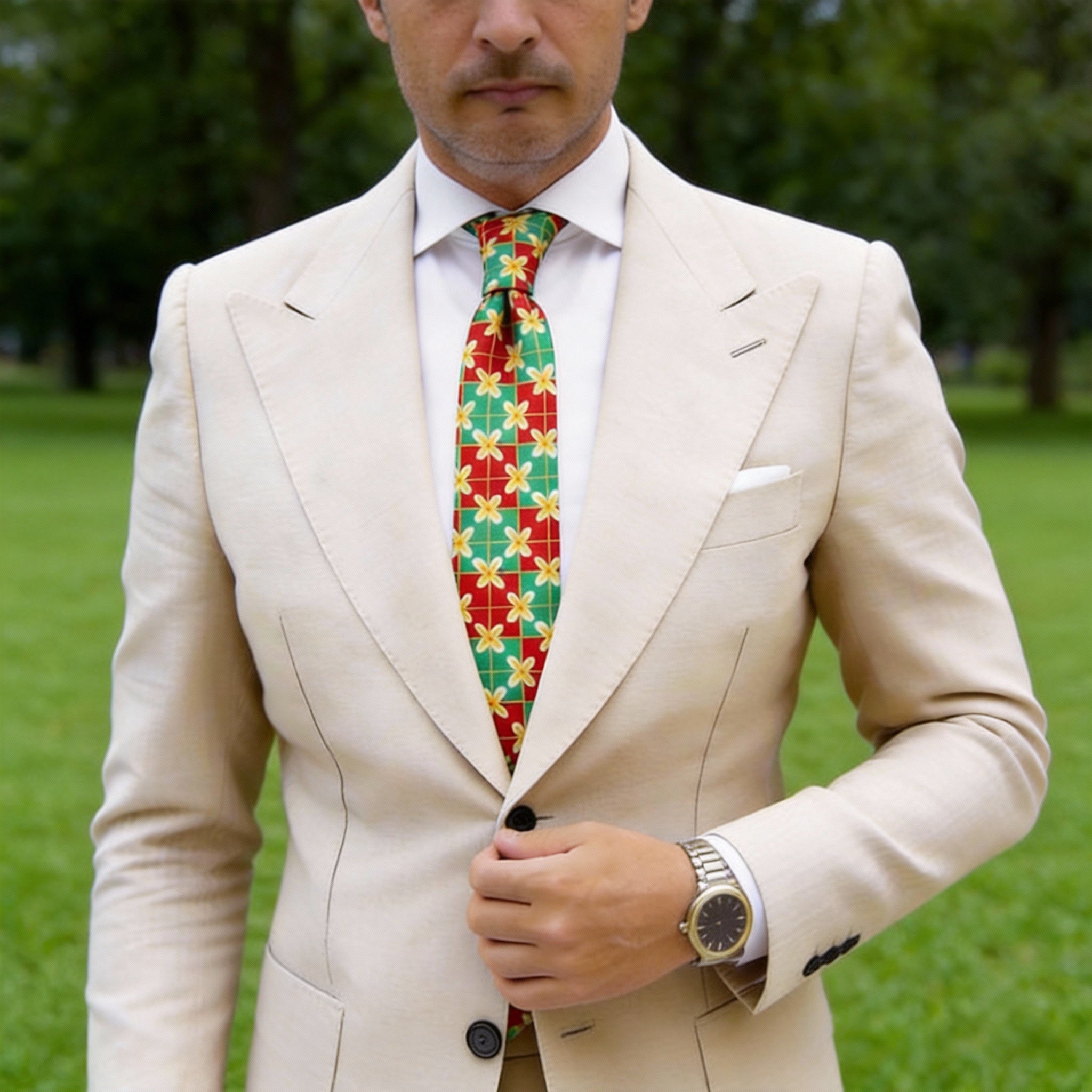 Red With Green Plaid Necktie