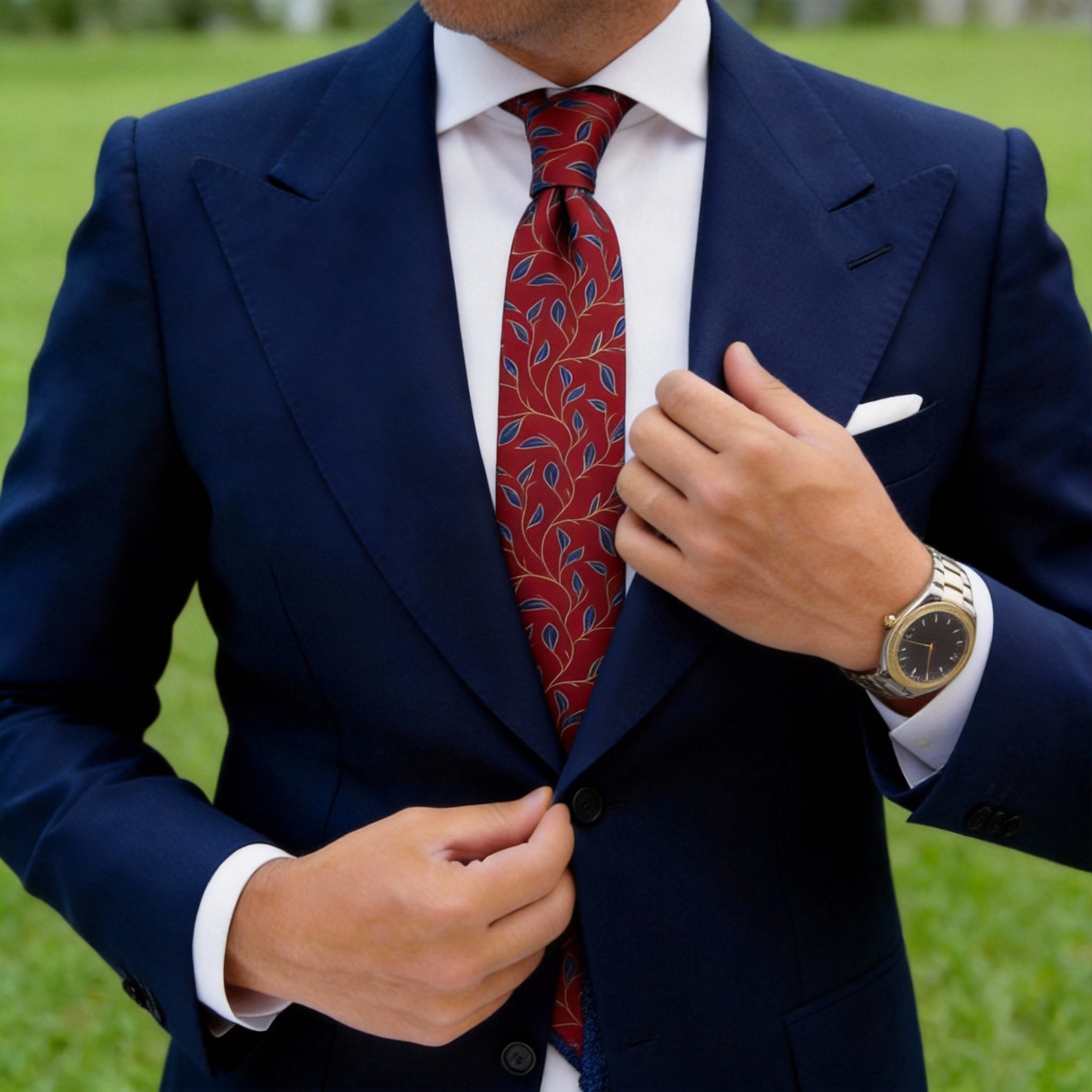 Red Necktie With White Small Dots