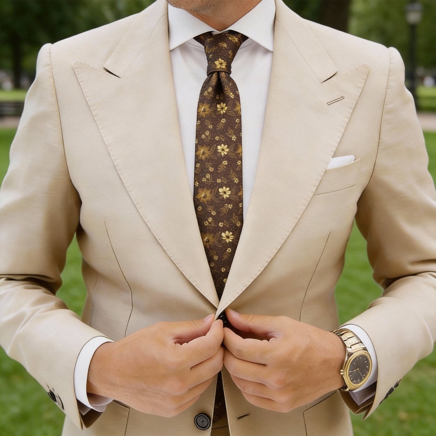 Brown with Abstract Pattern Necktie