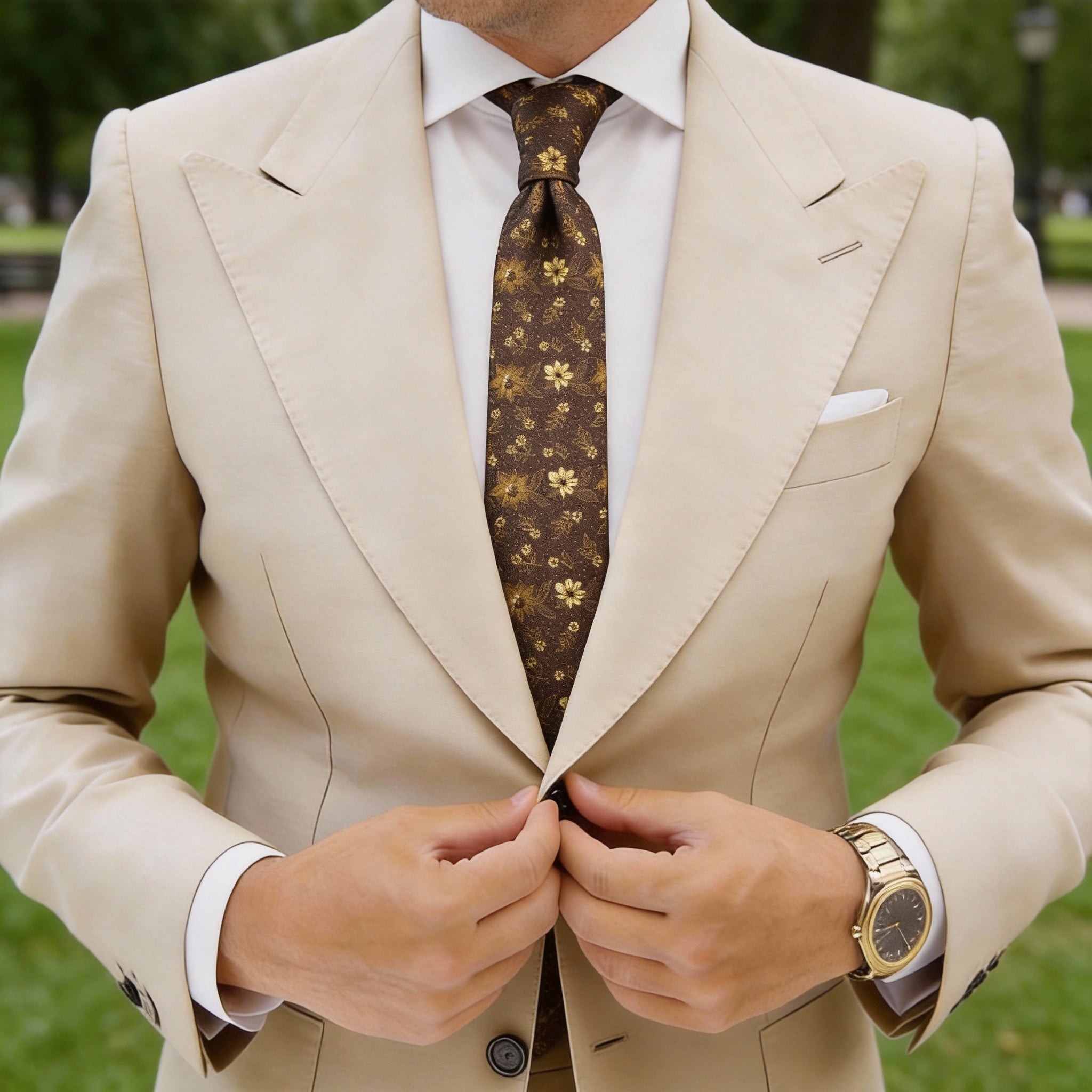 Brown with Abstract Pattern Necktie