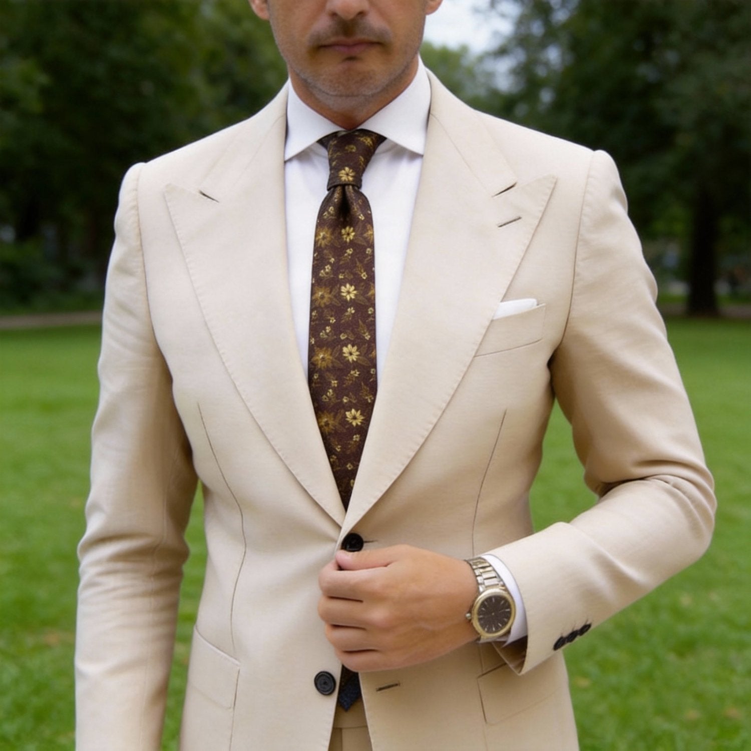 Brown with Abstract Pattern Necktie
