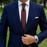 Burgundy With Golden Herringbone Necktie