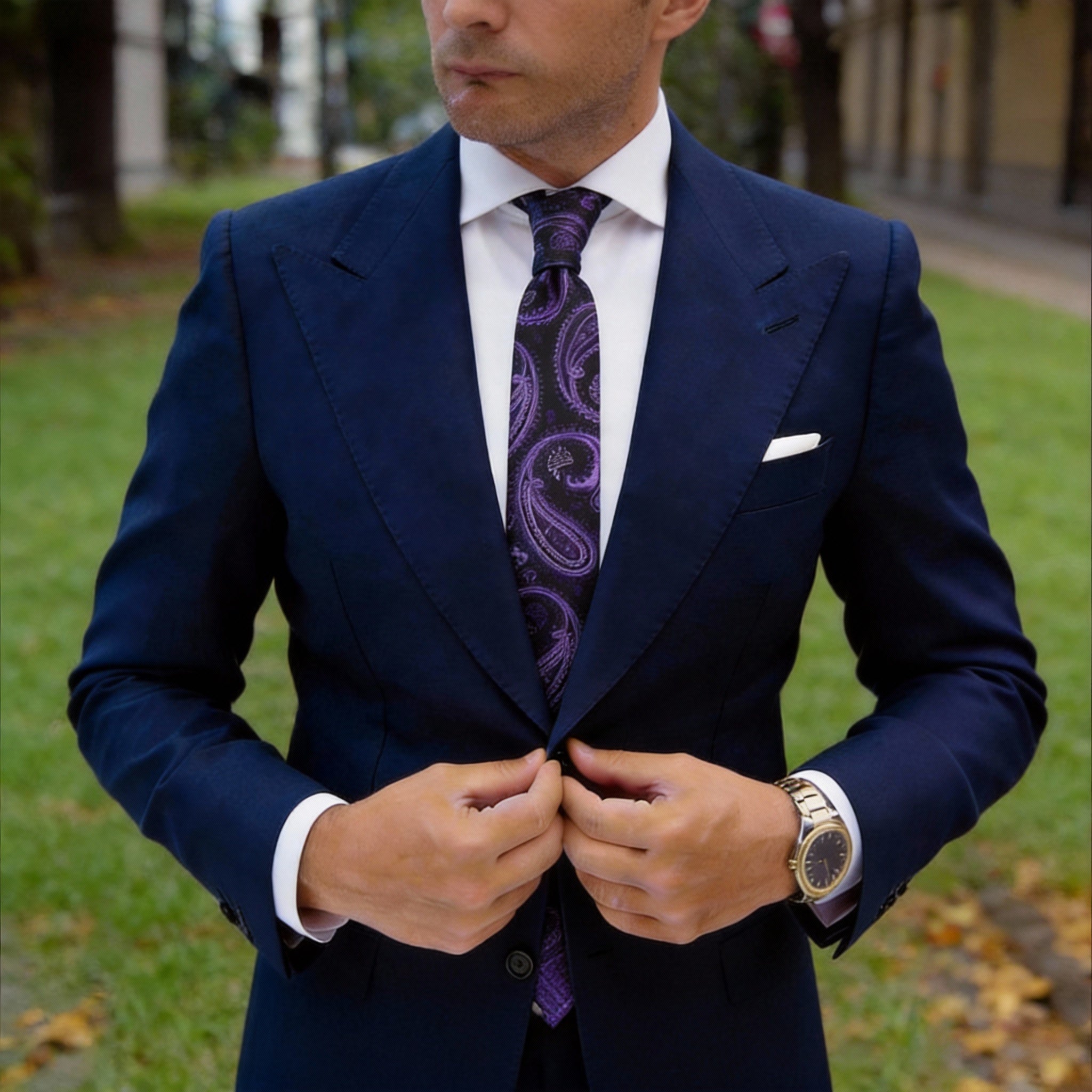 Black With Purple Paisley Necktie