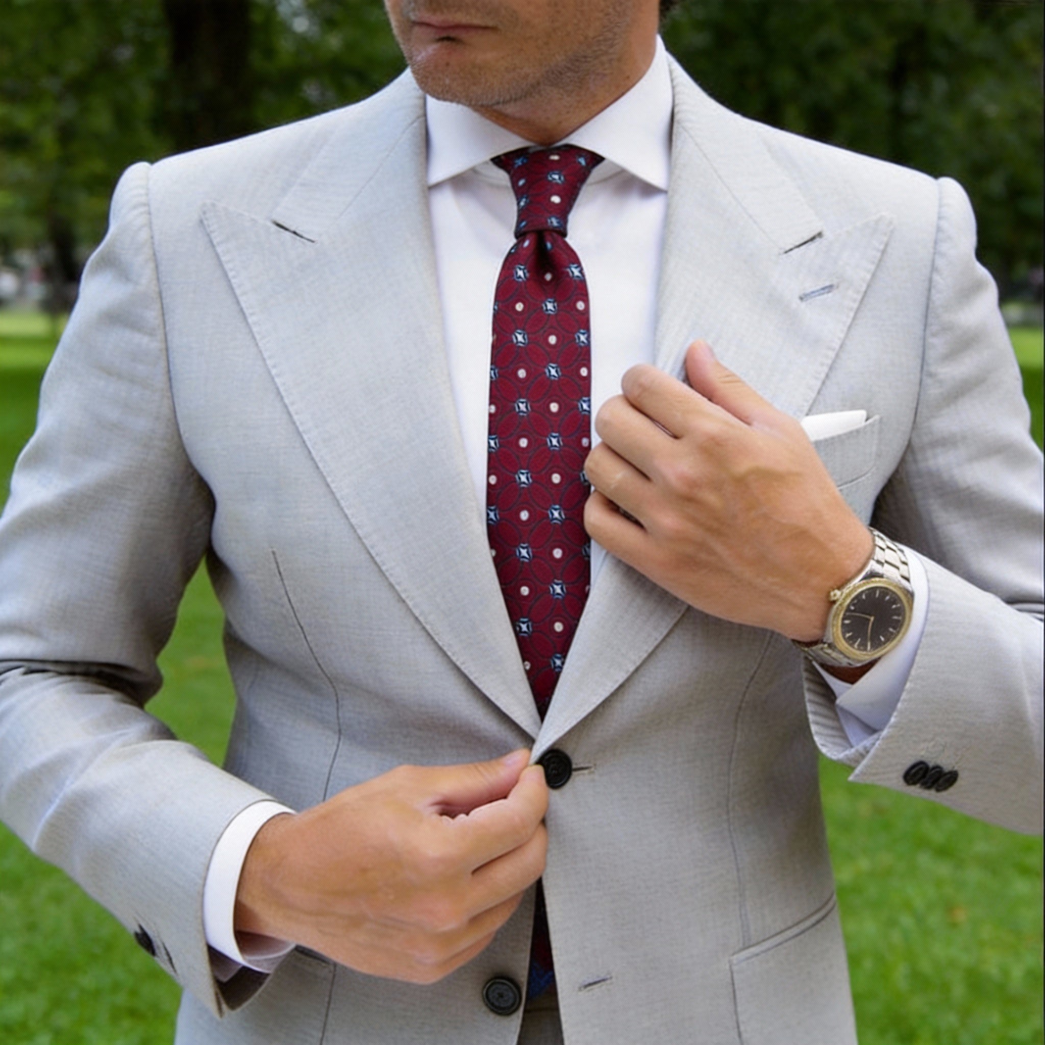 Red With Blue & White Oval Dot Necktie