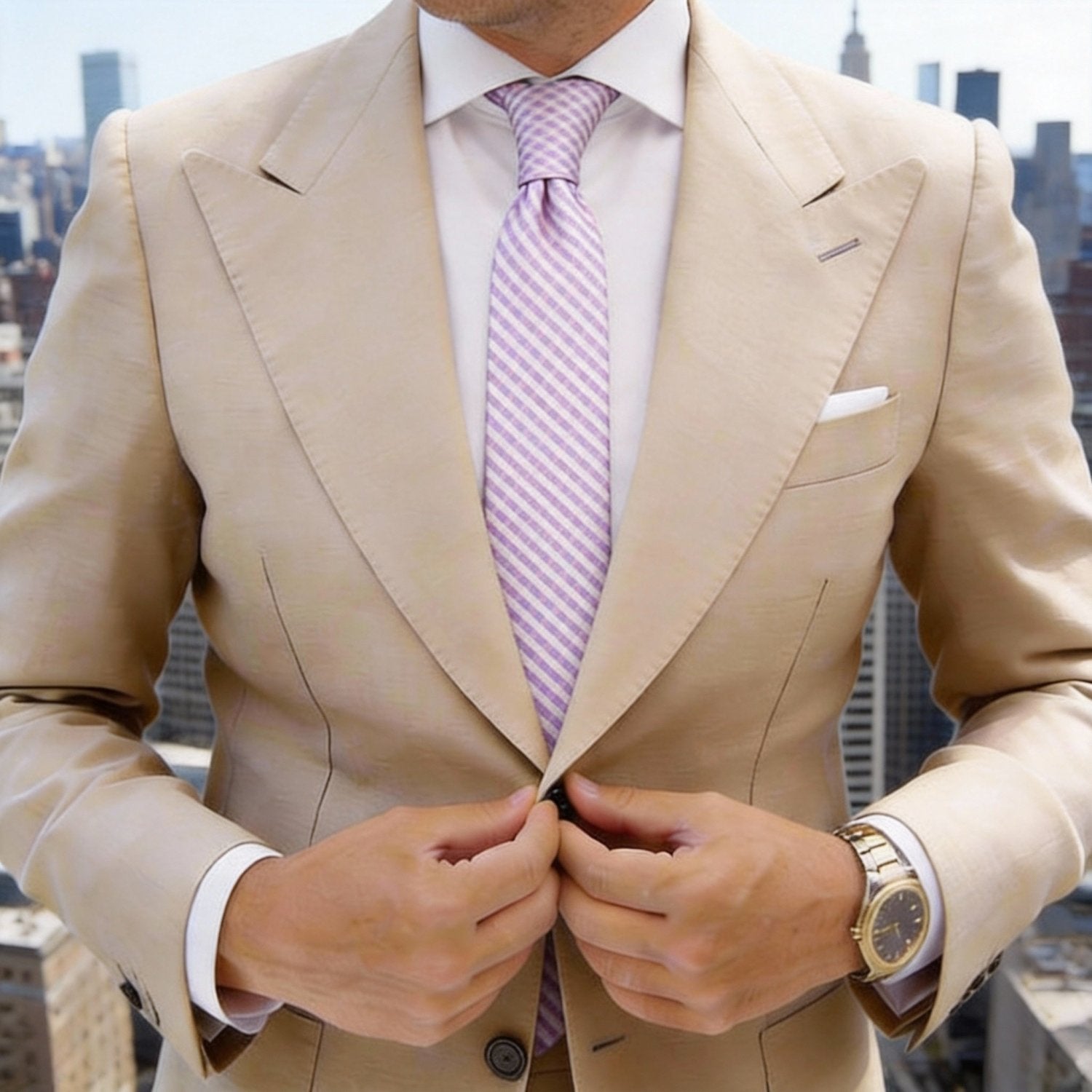 White With Pink Purple Diagonal Checkered Necktie