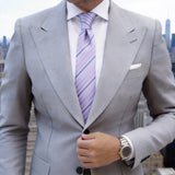 Light Purple Necktie With Blue Stripes