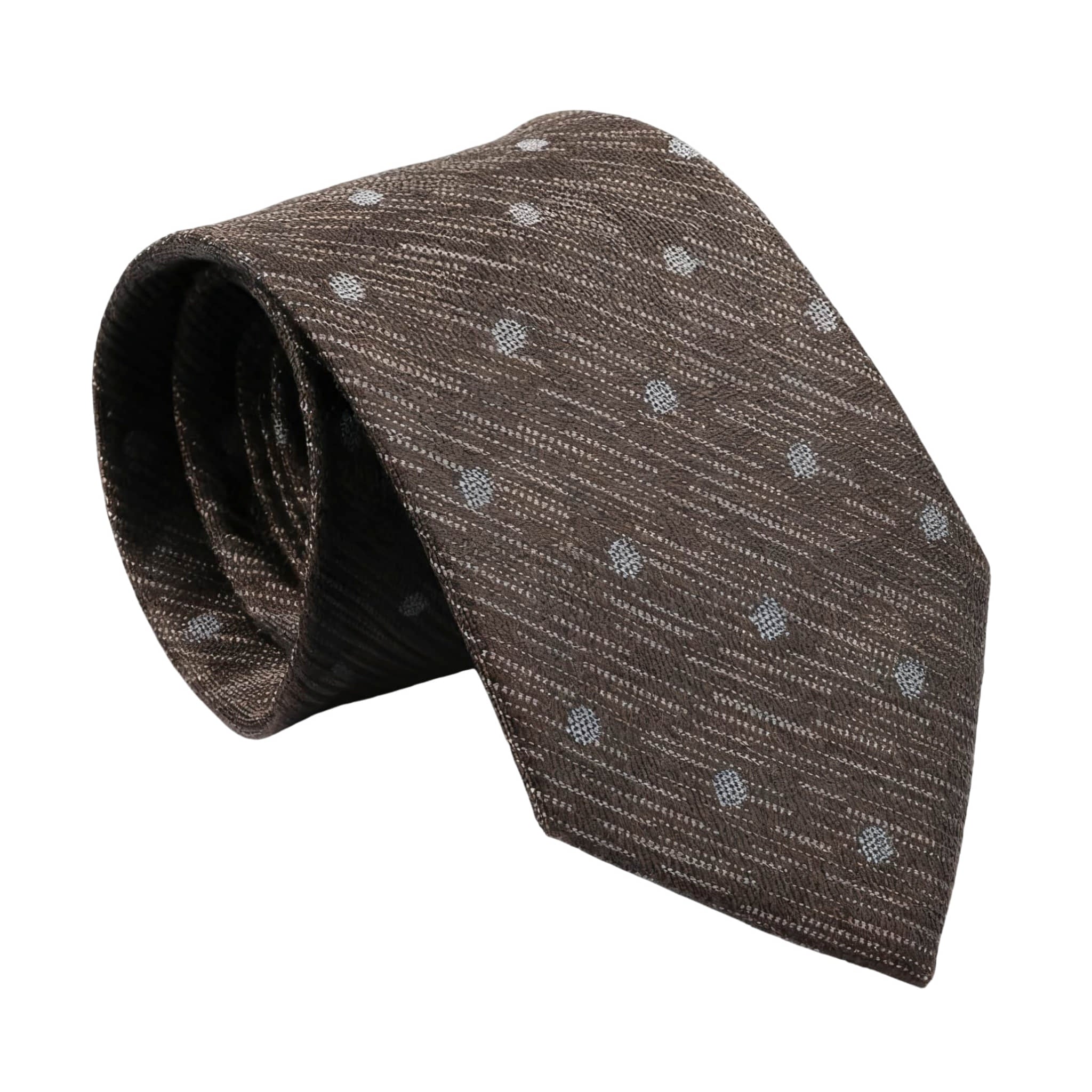 Brown White Polka Dot Necktie