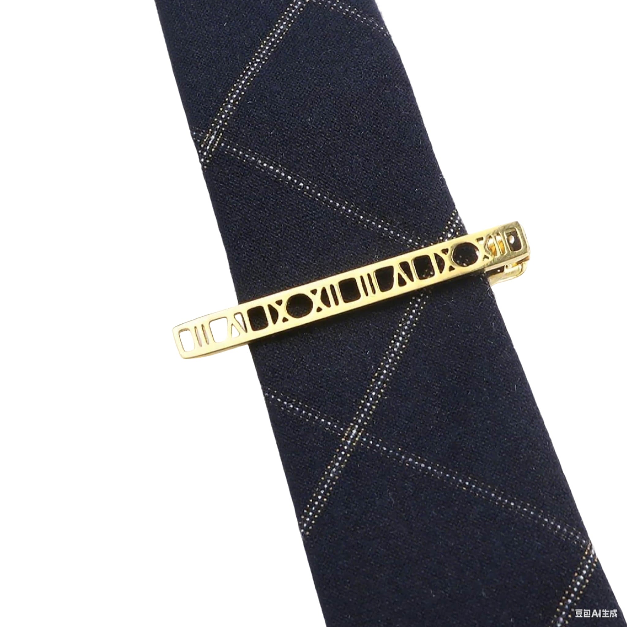 Gold Black Roman Numeral Tie Bar