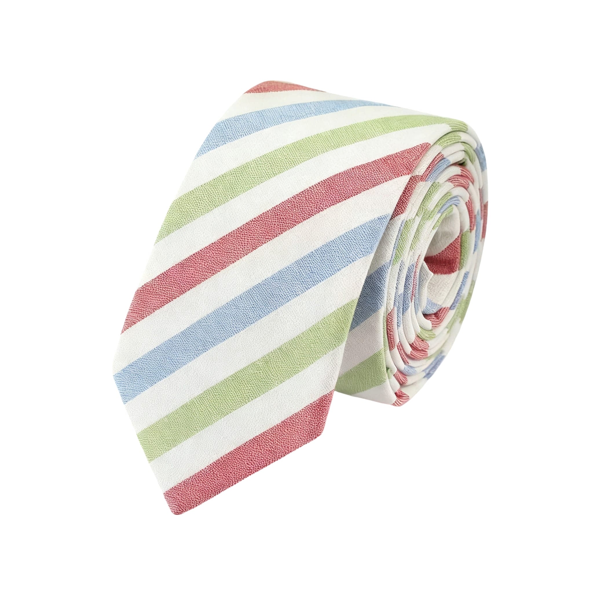 Off White Red Green Blue Striped Tie