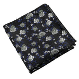 Black White Floral Pocket Square