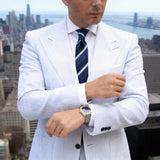 Navy Blue Necktie with White Stripes