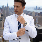 Navy Blue With Light Blue White Stripes Necktie