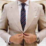 Blue With Burgundy & Pink Stripes Necktie