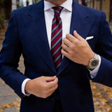 Red With Blue Silver Stripe Necktie