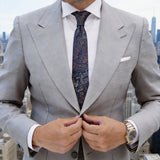 Blue Necktie With Gold Silver Paisley