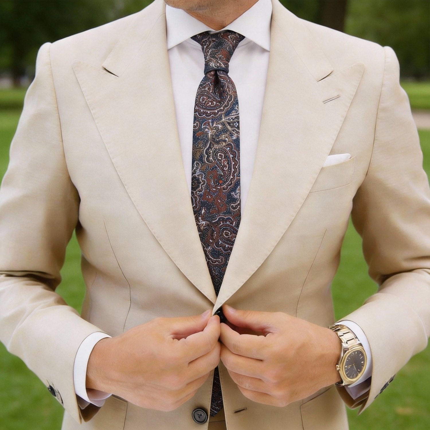 Navy With Red Paisley Necktie