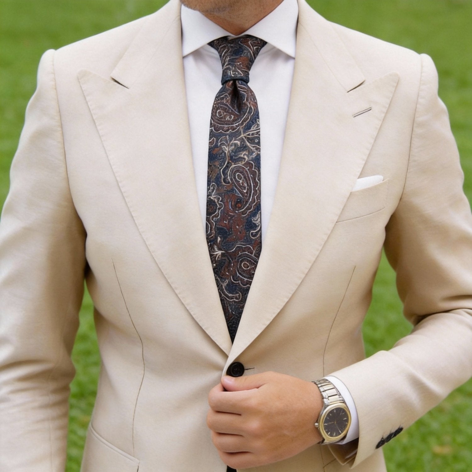 Navy With Red Paisley Necktie