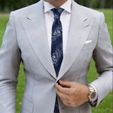 Navy Blue With White Paisley Necktie