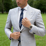 Navy Blue With White Paisley Necktie