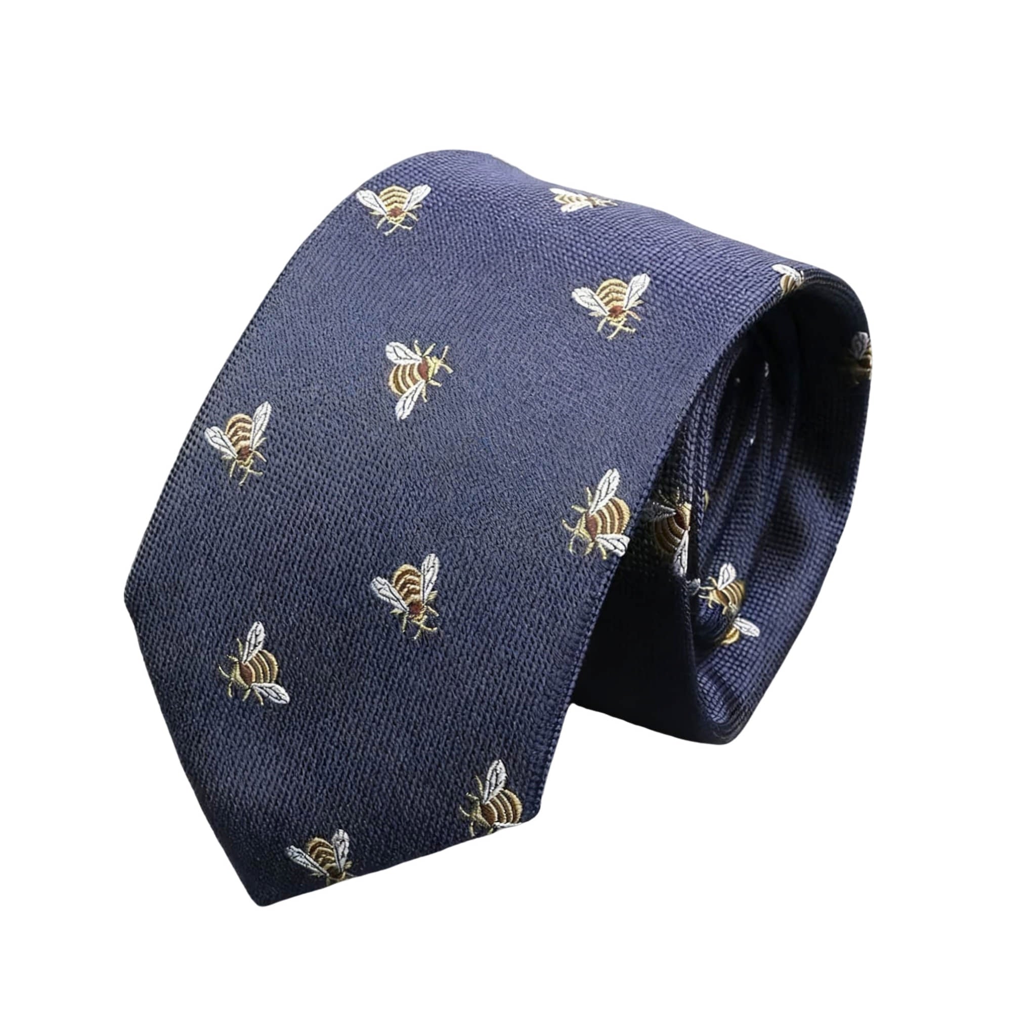 Navy Blue Yellow Bee Necktie