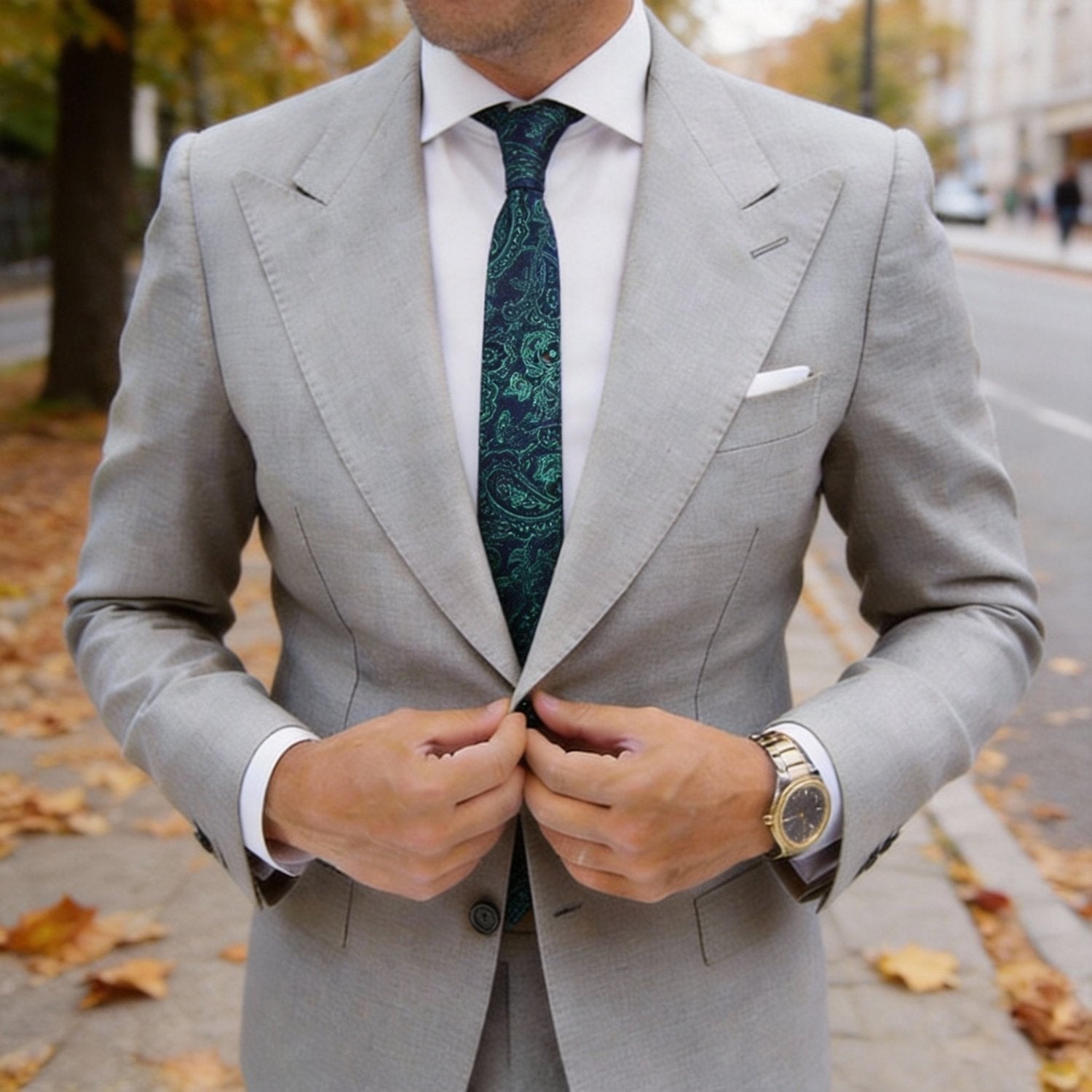 Dark Blue With Red Paisley Necktie