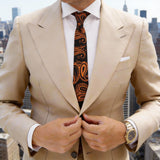 Black With Orange Paisley Necktie