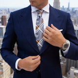 Gray With Orange Paisley Stripes Check Necktie