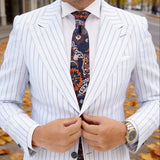 Navy with Orange Paisley Floral Necktie