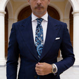 Navy With Light Blue Paisley Necktie