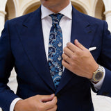 Navy With Light Blue Paisley Necktie
