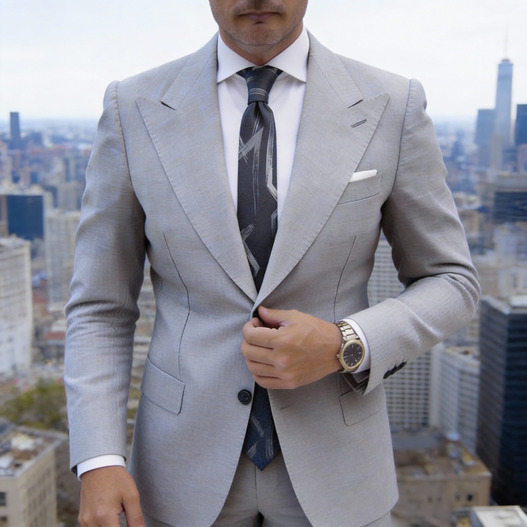 Gray Silver Striped Necktie