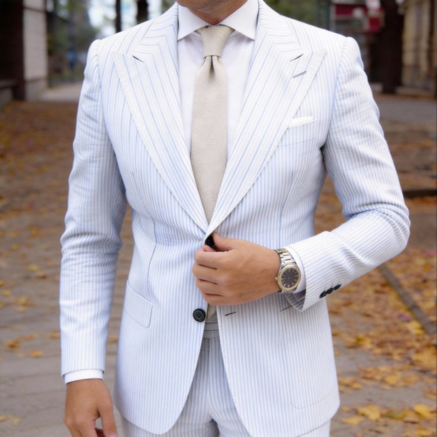 Beige Solid Necktie