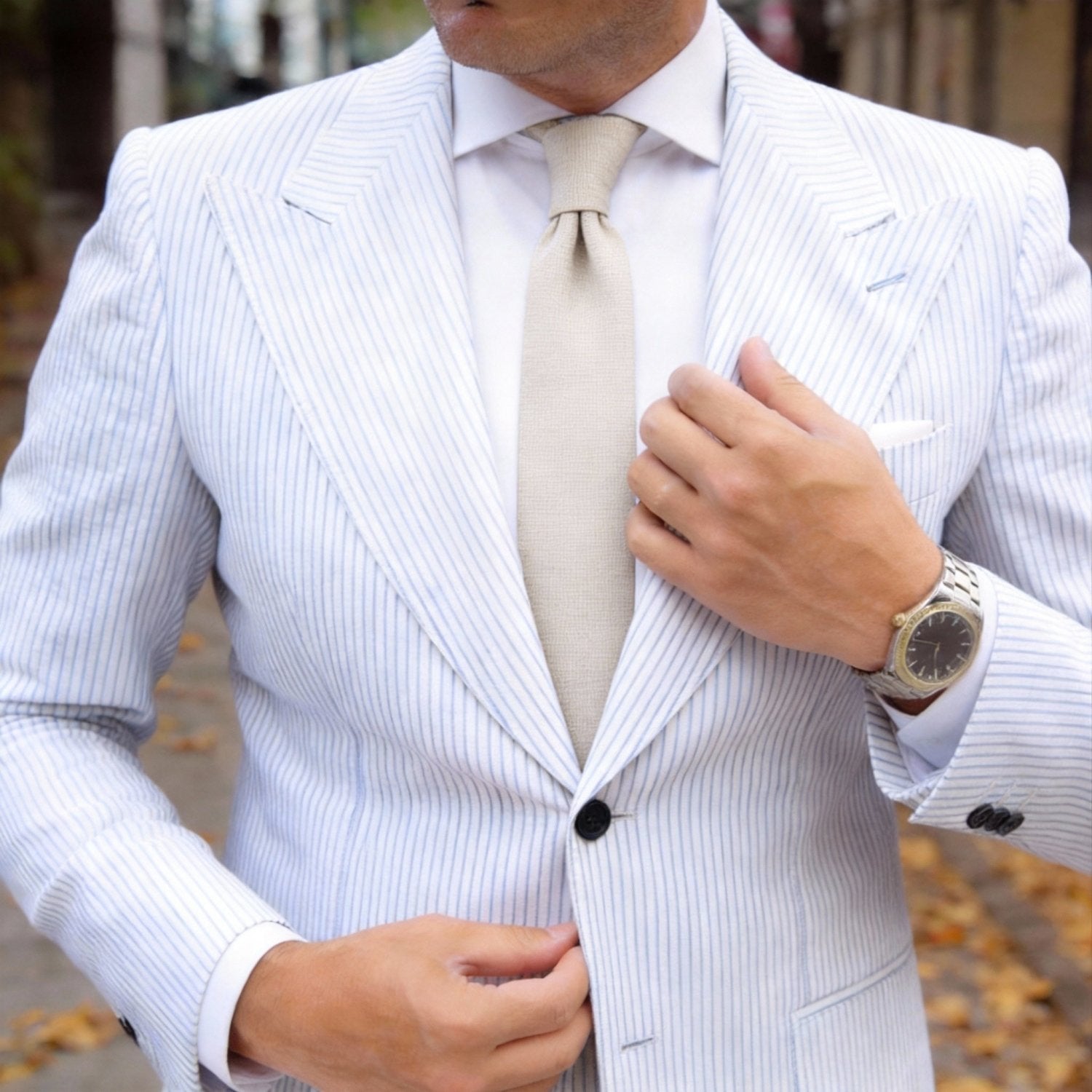 Beige Solid Necktie