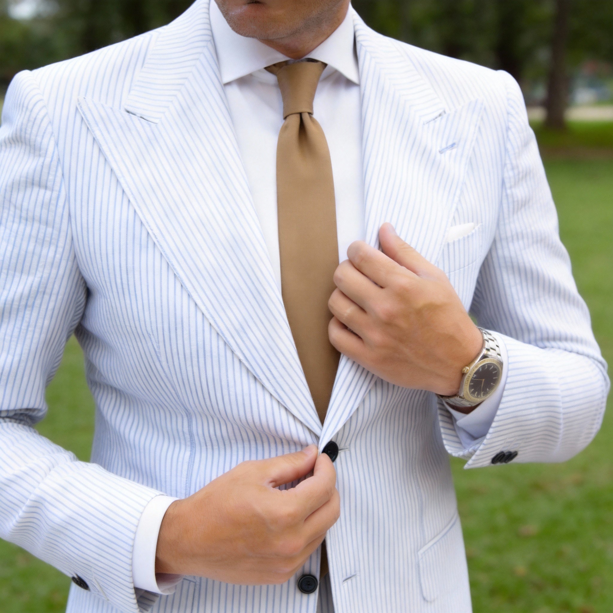 Khaki  Solid Necktie