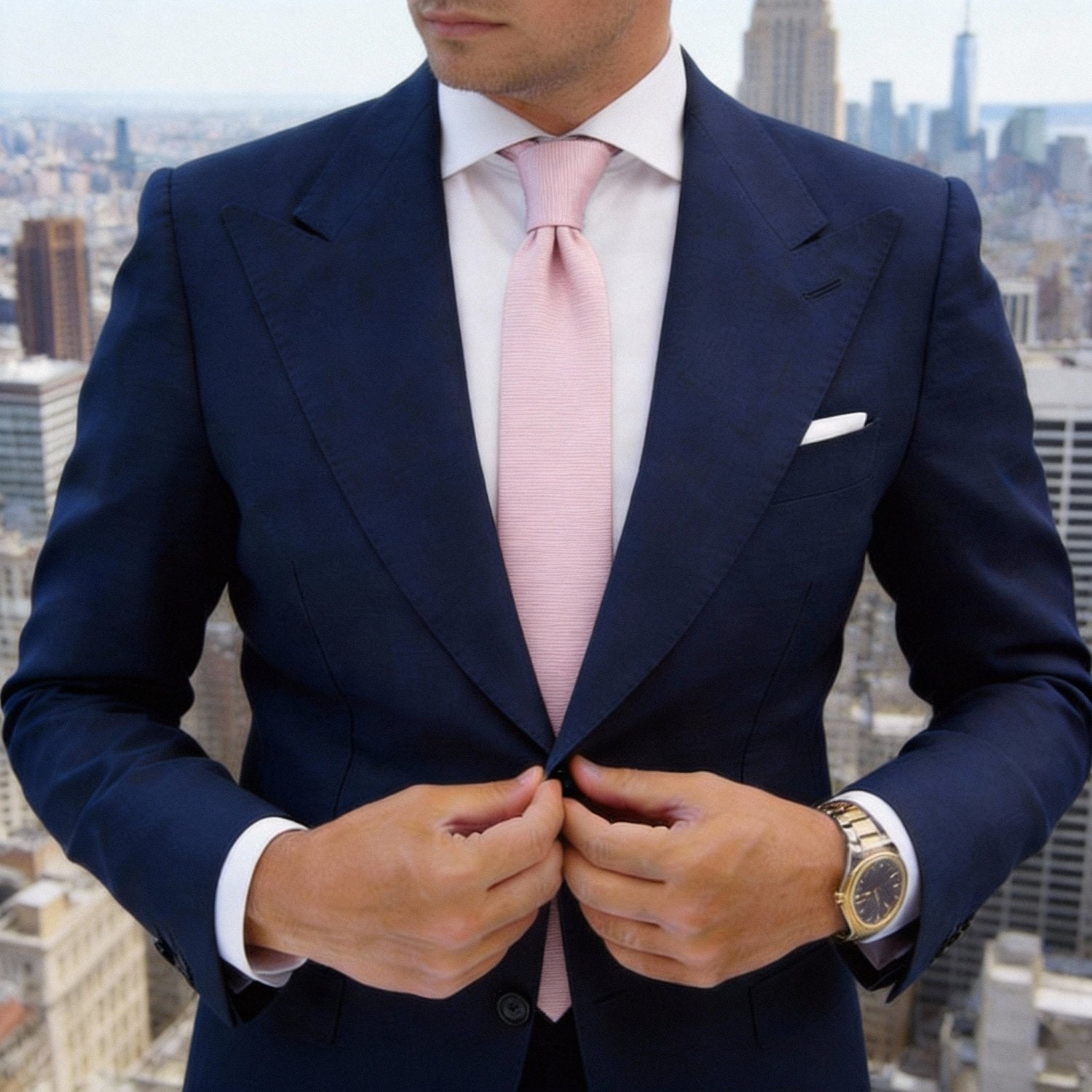Pink Pink Solid Necktie