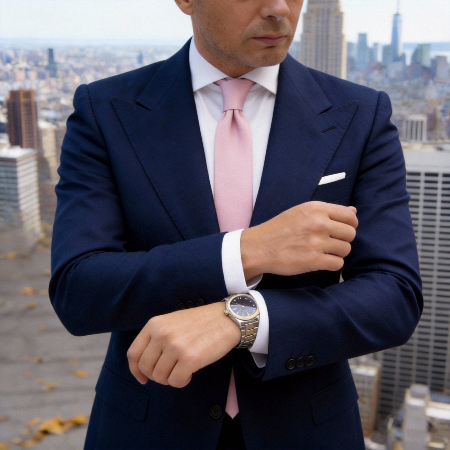 Pink Pink Solid Necktie