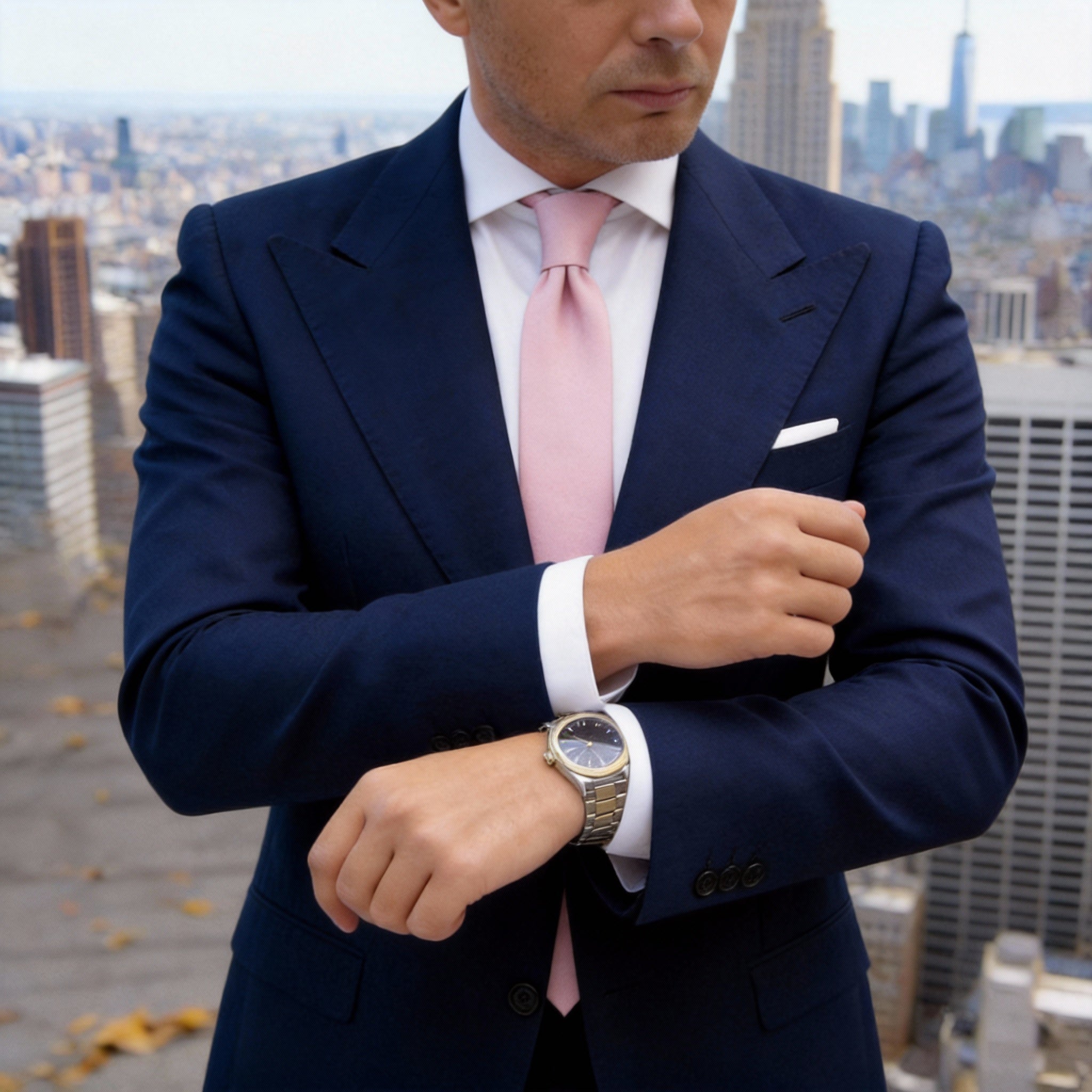 Pink Pink Solid Necktie