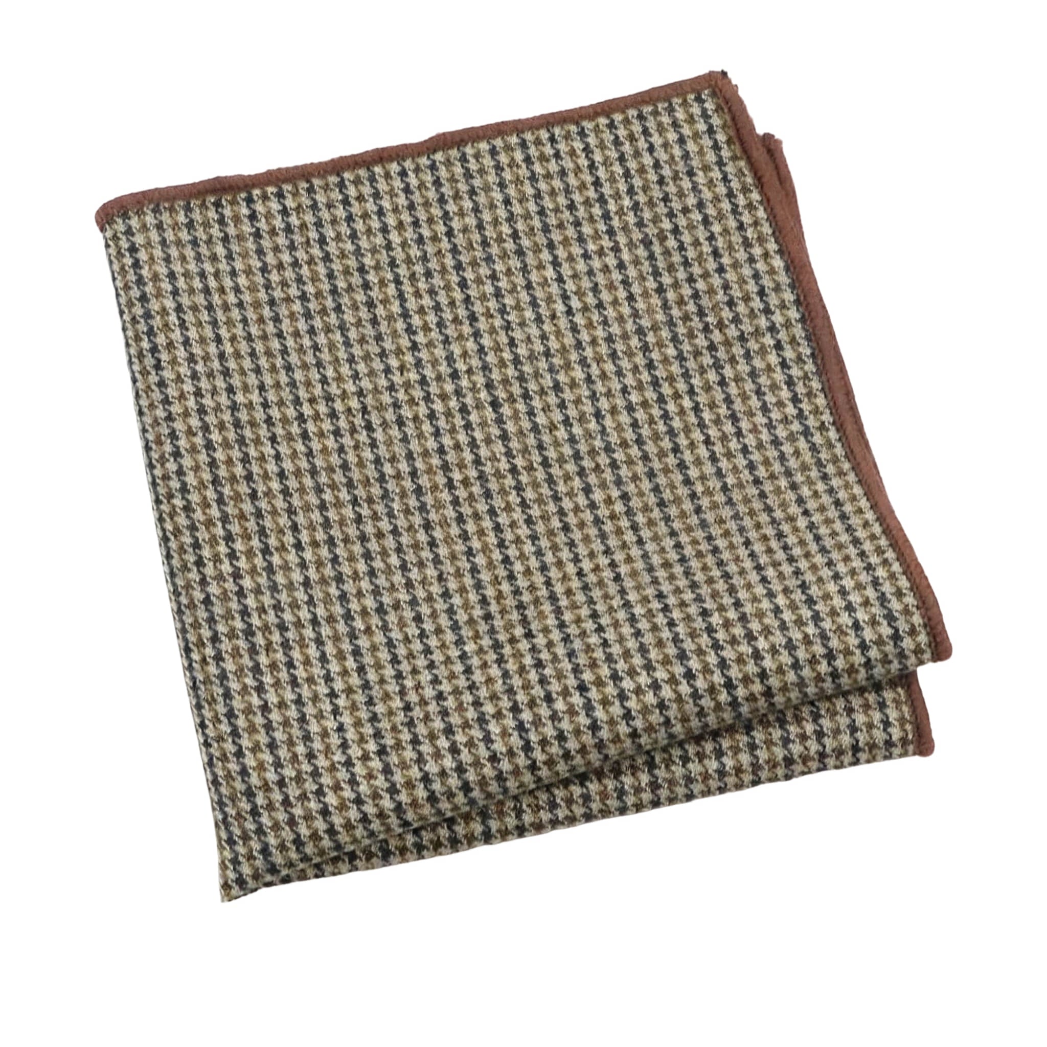 Olive Green Brown Houndstooth Pocket Square