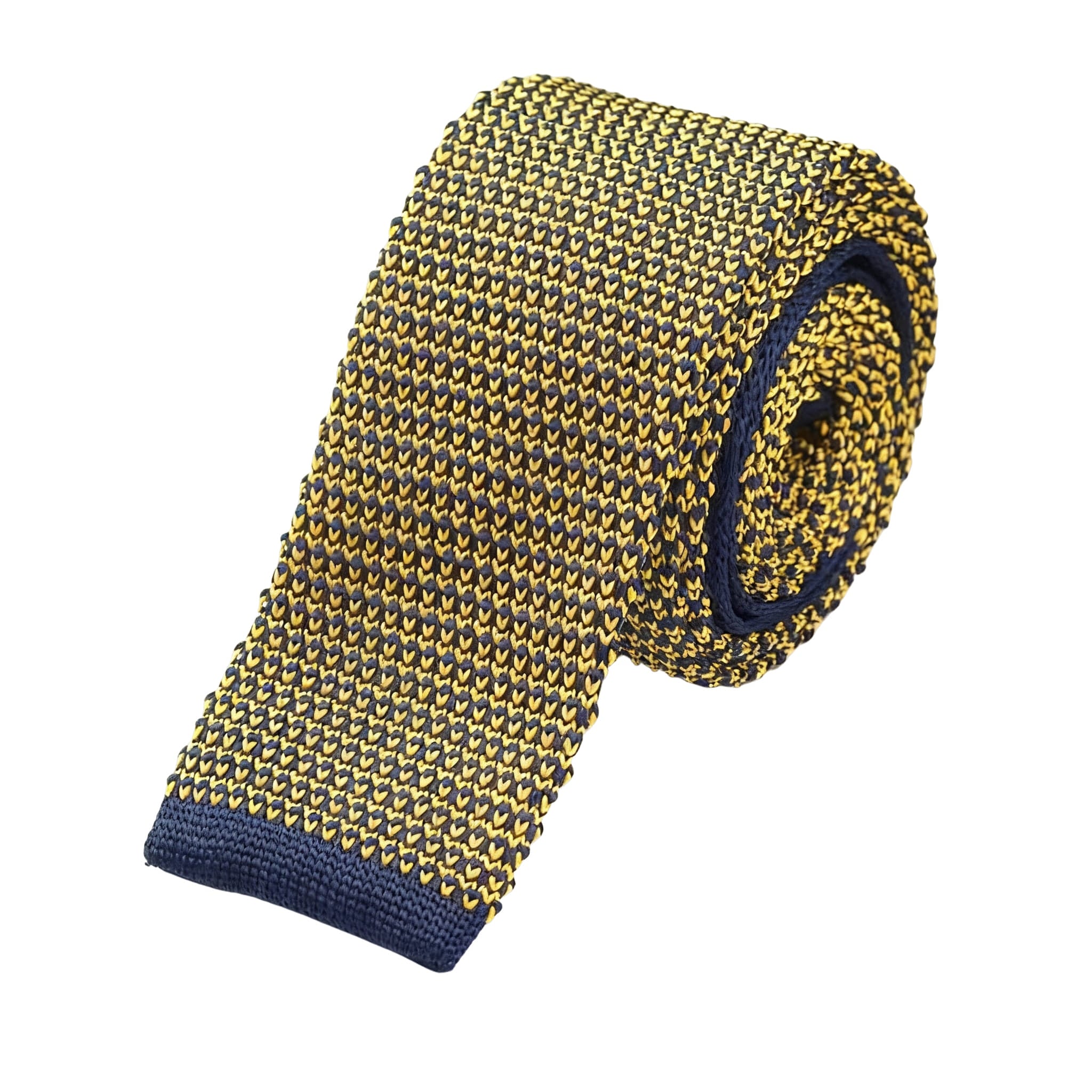 Navy Yellow Knitted Necktie