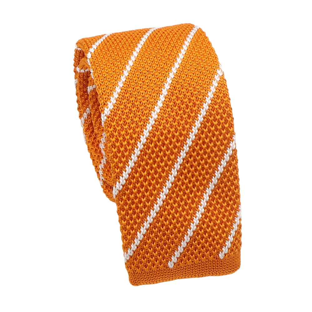 Orange White Striped Necktie