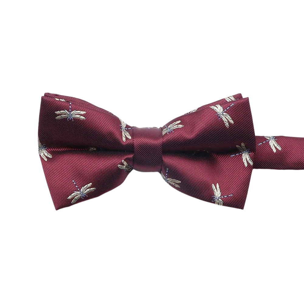 Burgundy Silver Dragonfly Bowtie