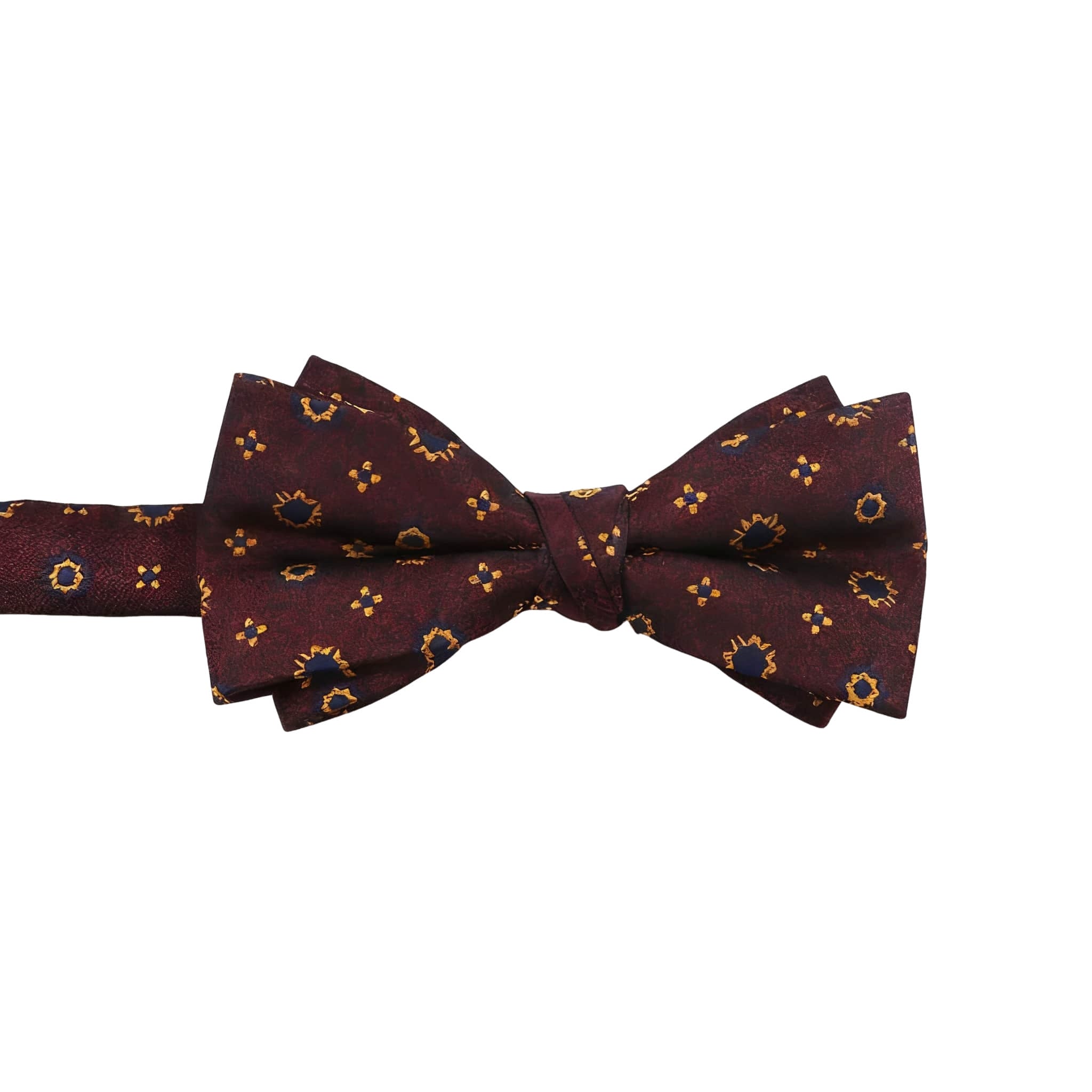 Maroon Yellow Floral Bowtie