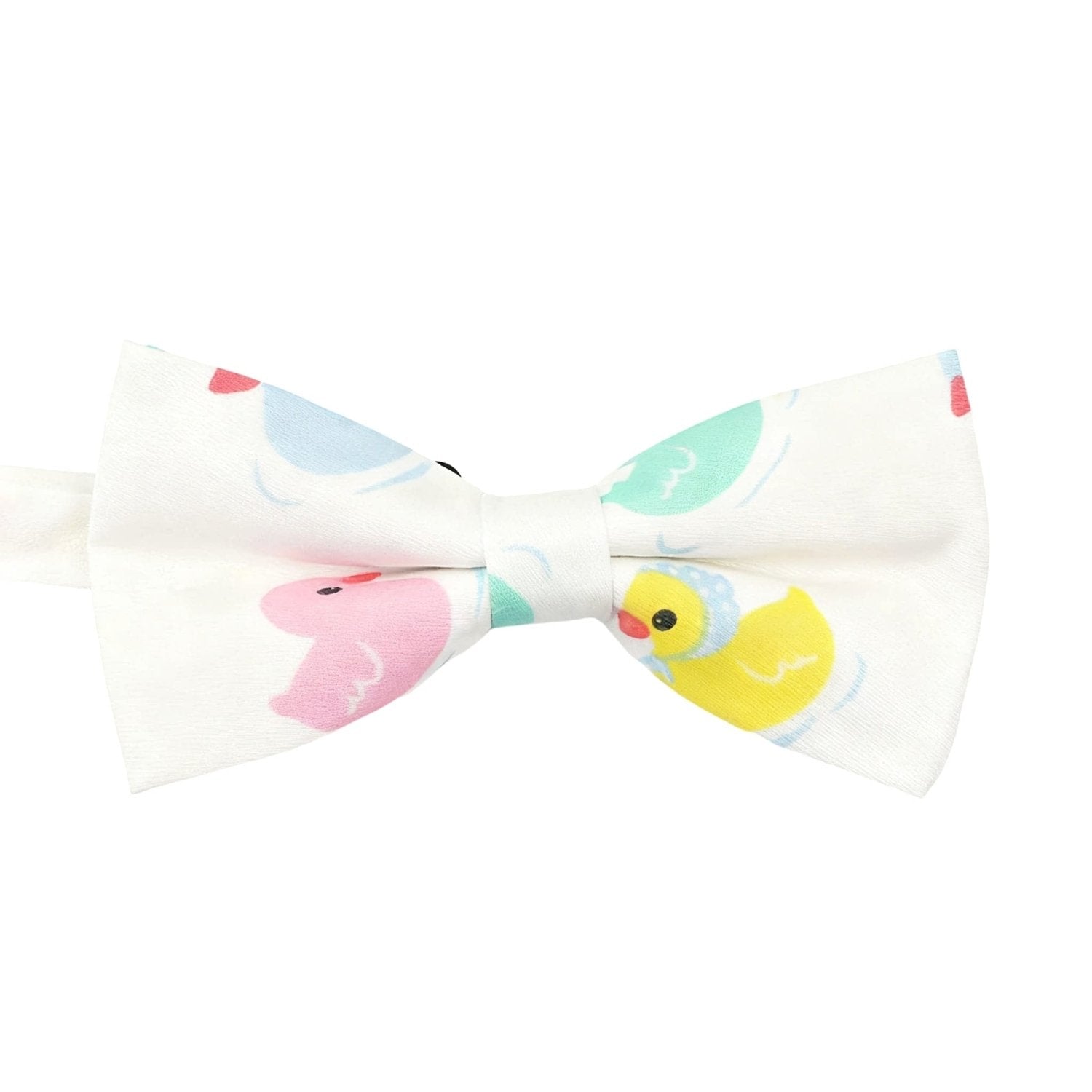 White With Colorful Cartoon Ducks Bowtie