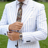 Brown With Beige, Green & Orange Geometric Necktie