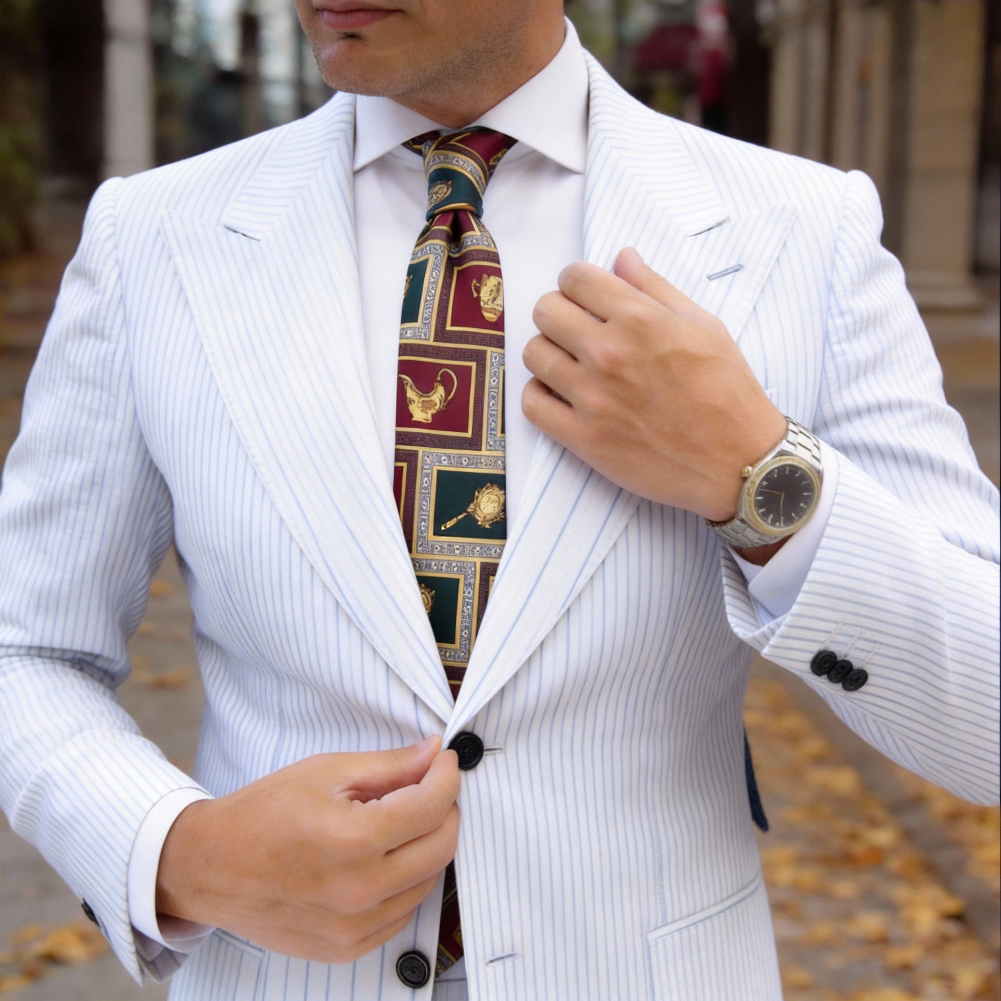 Dark Red with Gold Motifs Necktie
