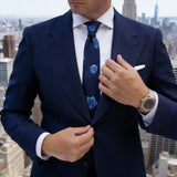Dark Blue Necktie With Light Blue Floral